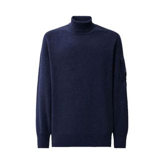 C.P. Company Maglione Dolcevita in Lambswool Lens Total Eclipse-S - - Knitwear - Uomo - Blu - L