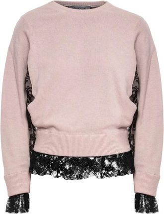 Valentino Garavani Rondgebreide trui - Dames - Ronde hals truien - Roze - L - Truien & Vesten