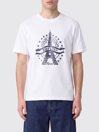 Kenzo T-shirt girocollo in cotone con stampa logo grafica a contrasto sul davanti
