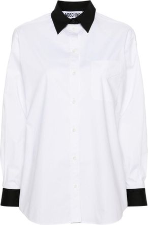 Moschino Question Mark-print cotton shirt - women - Cotton/Elastane - 36 - White