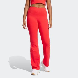 adidas Leggings ADIDAS SPORTSWEAR ESSENTIALS SMALL LOGO FLARED, Damen, Gr. XXL, N-Gr, rot (pure ruby, schwarz), Obermaterial: 90% Baumwolle, 10% Elasthan, Ho