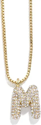 BaubleBar Mini Pavé Bubble Initial Necklace in Gold M at Nordstrom
