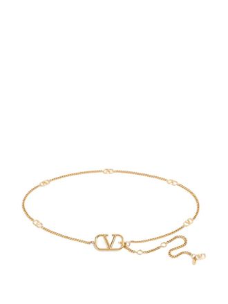 Valentino Garavani VLogo Signature polish-finish belt - women - Brass - L - Gold