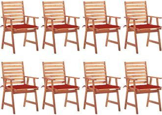 vidaXL Vidaxl - Sillas Comedor De Jard&iacute;n Y Cojines 8 Uds Madera Maciza Acacia