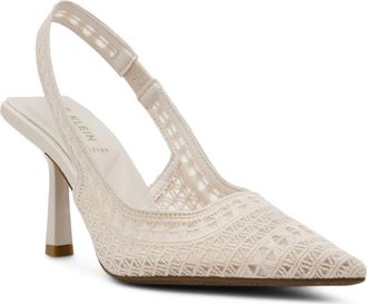 Anne Klein Ismeralda Slingback Pointed Toe Pump in Creme Crochet at Nordstrom, Size 5.5