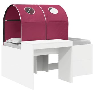 vidaXL Cama Con T&uacute;nel 3 Uds. Blanco Y Rojo Madera De Ingenier&iacute;a Vidaxl