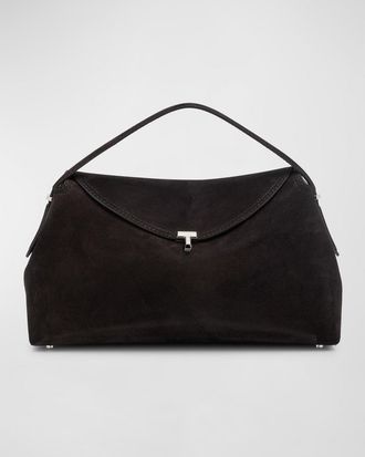 Toteme T-Lock Suede Top-Handle Bag