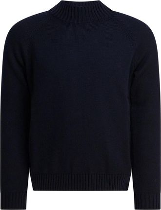 Zanone Blauwe Gebreide Kleding voor Mannen Aw 25 - Heren - Ronde hals truien - Blauw - 3XL - Wol - Truien & Vesten