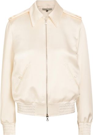 AARON ESH Blouson Satin Flight Jacket - White - 10 (UK10 / S)