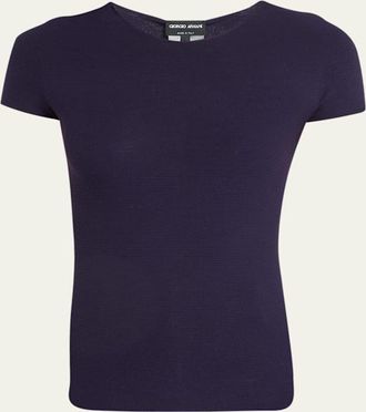 Giorgio Armani Rib Knit Short-Sleeve Top