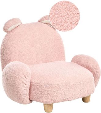 Beliani Poltrona animale Imbottitura in boucl&eacute; Forma di coniglio Design Peluche Mobili per bambini Rosa Pastello Kanna