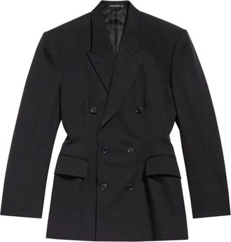 Balenciaga Cinched Blazer - Dames - Blazers - Zwart - S - Katoen - Jassen