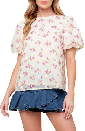 Flying Tomato Textured Floral Print Top in Cream at Nordstrom Rack, Size Medium