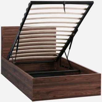 Sweeek Letto contenitore con rete a doghe e testiera 90x190cm decorazione legno