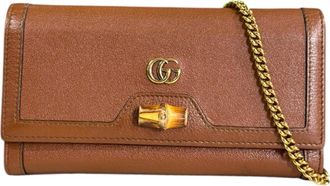 Gucci Brown Leather Chain/Shoulder Wallet (Pre-Owned)