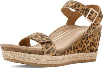 Aetrex Sydney Adjustable Wedge Sandals Womens Wedge Shoes Leopard : EU 43 (US Womens 11.5-12) M (B), Leather