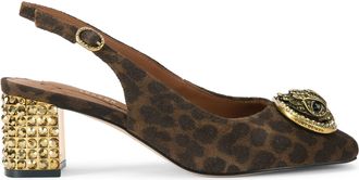 Kurt Geiger Womens Suede Chelsea Block Slingback Heels - Brown - Size UK 3