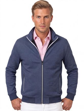 Baileys vest Baileys donkerblauw normale fit met boord witte rits