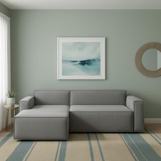 Dmora Sof&aacute; Fijo Dcagnan, Gran Sof&aacute; Modular De 2 Plazas Pen&iacute;nsula Izquierda, 100% Made In Italy, Sof&aacute; Moderno En Tela, Cm 240x170h70, Gris - Dmora