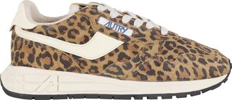 Autry Brown Leopard Print Reelwind Low Leather Sneakers