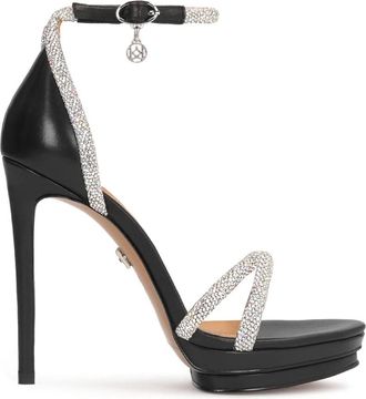 Kazar Verhoogde Platform Zwarte Leren Sandalen. Dit product valt klein uit. - Dames - Sandalen met hakken - Zwart - 36 EU - Leer - Schoenen