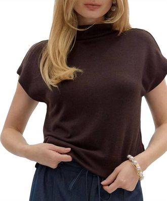 Entro Midtown Mock Neck Top In Chocolate