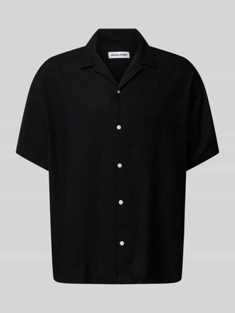 Jack & Jones Jack & Jones Relaxed Fit Freizeithemd aus Viskose-Leinen-Mix Modell WAYNE in Black, Gr&ouml;&szlig;e XXL