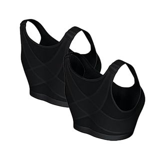 Generic Forme Science Bra Posture Correcting Womens Front Closure Posture Wireless Back Support Full Coverage Sports Bra of 2 Large Bras for Women (Black, XL)