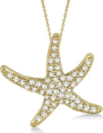 Allurez Natural Diamond Starfish Pendant Necklace 14k in Yellow Gold at Nordstrom, Size 18