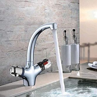 OEM Grifo Mezclador Termost&aacute;tico Para Lavabo Con Dos Manijas, Acabado Cromado