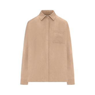 Max Mara Shirts, female, Beige, Size: 2XS Silk canvas shirt