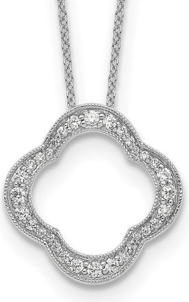 Diamond2Deal 14k White Gold 3/8 Ct Lab Grown Diamond Floral Pendant Necklace 18 Clarity VS, Color D-E