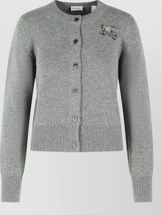 Burberry cashmere blend ribbed crystal embellished crew neck cardigan