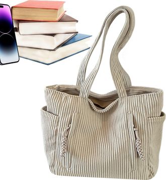 Generic Corduroy Purse for Women - Large Corduroy Tote Bags, Casual Corduroy Handbag, Lightweight Cord Tote Bag, Cord Shopping Bag, Multifunctional Travel Sho