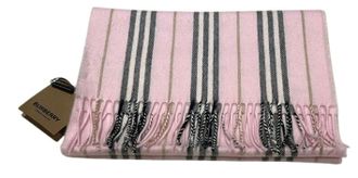 Burberry Cashmere Blend Pink Striped Scarf