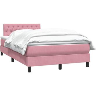 vidaXL Cama Box Spring Con Colch&oacute;n Terciopelo Rosa 120x220 Cm Vidaxl