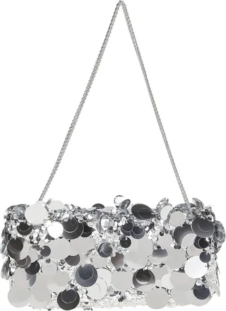 Paco Rabanne Sparkle Baguette Cylindrical Lamb Leather Shoulder Bag