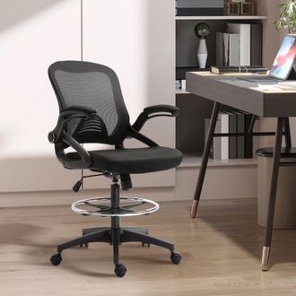 STILVORA Sedia Da Ufficio Ergonomica Con Poggiapiedi, Braccioli Ribaltabili, Altezza Regolabile, Schienale In Rete, Colore Nero