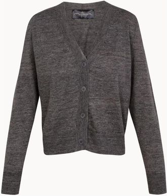 Cortana Cropped Cardigan met V-hals - Dames - Vesten - Grijs - M - Truien & Vesten
