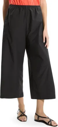Theory Wide Leg Cotton Blend Crop Pants in Black at Nordstrom, Size X-Large