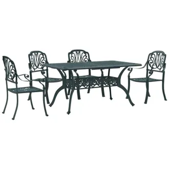 vidaXL Juego De Comedor De Jard&iacute;n 5 Piezas Aluminio Fundido Verde Vidaxl