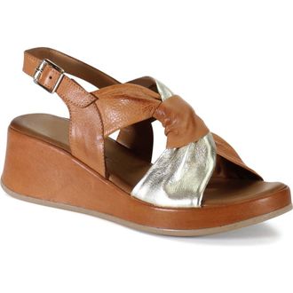Diba KALA FLOWER Leather Wedge Heel Sandal in Coconut/gold at Nordstrom, Size 40