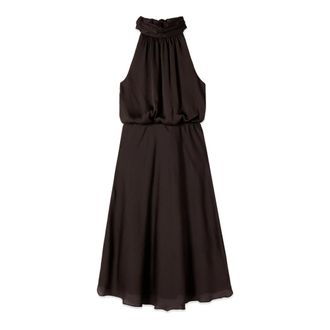 Oltre Midi Kleedjes - Dames - Feestkleedjes - Bruin - L - Satijn - Kleedjes