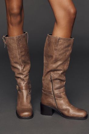 Maeve Mod Buckle Block-Heel Boots