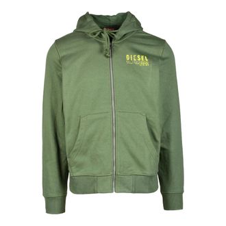 Diesel Cotton Polyester Zip-through Sweatshirt - Heren - Vesten met rits - Groen - 2XL - Polyester - Hoodies & sweatvesten