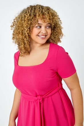 Roman Stretch Belted Peplum Top