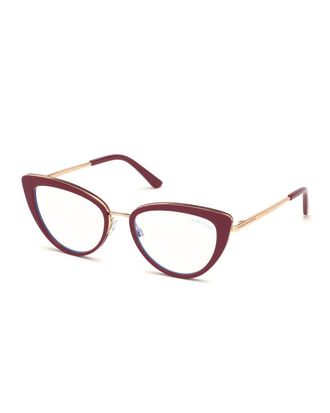 Tom Ford Blue Block Metal Cat-Eye Optical Frames