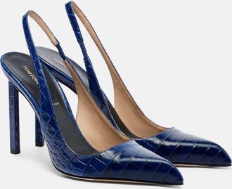 Tom Ford 105 croc-effect leather slingback pumps