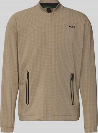 HUGO BOSS Relaxed Fit Sweatjacke in Waffelstruktur Modell TERRACE in Hellgruen, Gr&ouml;&szlig;e XXXL