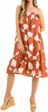 THML Clothing Cloud Print Dress In Brown